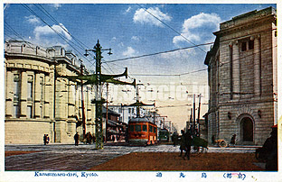 絵葉書 古写真にみる京都 四条通り 烏丸交差点界隈の町並み 京都市電